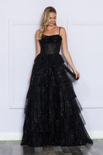 Load image into Gallery viewer, LA Merchandise LAY9328 Spaghetti Straps Ruffles A-line Prom Dress - BLACK - LA Merchandise