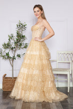 Load image into Gallery viewer, LA Merchandise LAY9328 Spaghetti Straps Ruffles A-line Prom Dress - CHAMPAGNE - LA Merchandise