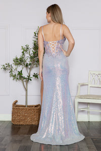 LA Merchandise LAY9340 Sheer Bodice Embellishment Sequins Formal Gown