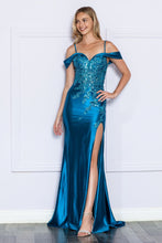 Load image into Gallery viewer, LA Merchandise LAY9350 Embroidered Off the Shoulder Sweetheart Formal Gown - TEAL - LA Merchandise