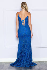 LA Merchandise LAY9354 Glitter Spaghetti Straps Corset Prom Dress - - LA Merchandise