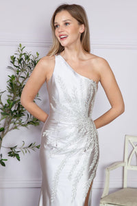 LA Merchandise LAY9358 One Shoulder Sequin Embroidery Long Prom Gown - - LA Merchandise