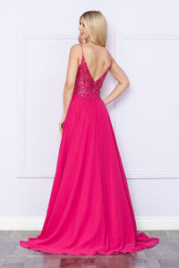 La Merchandise LAY9366 Lace Applique A-line Chiffon Formal Dress - - LA Merchandise