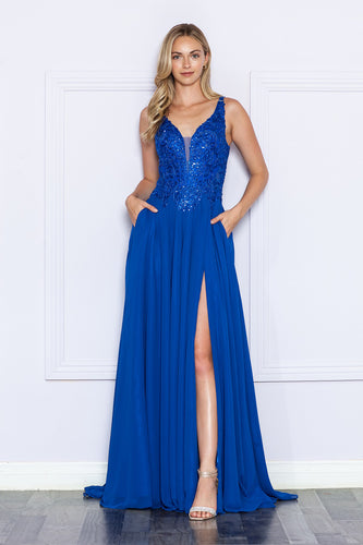 La Merchandise LAY9366 Lace Applique A-line Chiffon Formal Dress