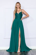 Load image into Gallery viewer, LA Merchandise LAY9368 Spaghetti Strap Sequin Embroidered Evening Gown - EMERALD GREEN - LA Merchandise