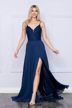 Load image into Gallery viewer, LA Merchandise LAY9368 Spaghetti Strap Sequin Embroidered Evening Gown - NAVY BLUE - LA Merchandise