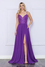 Load image into Gallery viewer, LA Merchandise LAY9368 Spaghetti Strap Sequin Embroidered Evening Gown - PURPLE - LA Merchandise