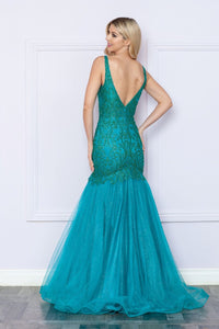 LA Merchandise LAY9388 Sleeveless Formal Mermaid Glitter Pageant Gown - - LA Merchandise