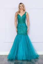 Load image into Gallery viewer, LA Merchandise LAY9388 Sleeveless Formal Mermaid Glitter Pageant Gown - TEAL - LA Merchandise