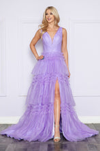 Load image into Gallery viewer, LA Merchandise LAY9406 Layered V-neck Classy Red Carpet Formal Gown - LAVENDER - LA Merchandise