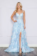 Load image into Gallery viewer, LA Merchandise LAY9410 Floral Lace Embellished Ruffled Evening Gown - LIGHT BLUE - LA Merchandise