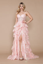 Load image into Gallery viewer, LA Merchandise LAY9410 Floral Lace Embellished Ruffled Evening Gown - BLUSH - LA Merchandise