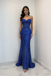 Load image into Gallery viewer, Wholesale Strapless Sequin Corset Evening Gown Formal Prom Dress By LA2195