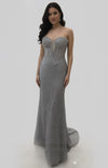 Load image into Gallery viewer, Wholesale Strapless Sequin Corset Evening Gown Formal Prom Dress By LA2195