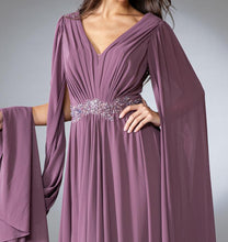 Load image into Gallery viewer, LA Merchandise LAAAC0011 Cape Sleeves V-neck Long Evening Gown