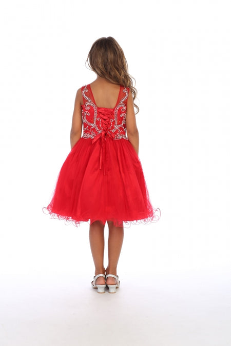 Cute Little Girls Short Tulle Corset Pageant Party Dress - LAG5264
