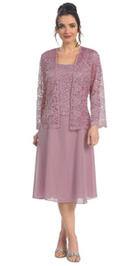 A chiffon quarter sleeve lace short mother of bride dress- SF8485 - - LA Merchandise