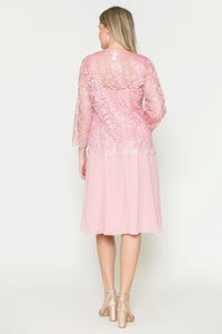 A chiffon quarter sleeve lace short mother of bride dress- SF8485 - - LA Merchandise