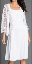 Load image into Gallery viewer, A chiffon quarter sleeve lace short mother of bride dress- SF8485 - White - LA Merchandise