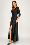 Load image into Gallery viewer, LAF3132 Wholesale 3/4 Sleeve Mother of the Bride Dress Empire Waist Satin Maxi Gown with Pockets