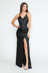 Load image into Gallery viewer, Wholesale Prom Dress V-Neck High Slit Mermaid Gala Gown By LAF5303 - BLACK - Dress LAF