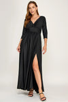 Load image into Gallery viewer, LAF3132 Wholesale 3/4 Sleeve Mother of the Bride Dress Empire Waist Satin Maxi Gown with Pockets
