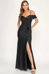 Load image into Gallery viewer, LAF3128 Wholesale Glitter Off-Shoulder Ruffle Mermaid Prom Dress with Thigh-High Slit Evening Gown