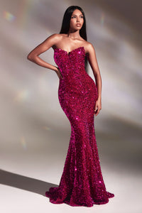 LA Merchandise LARCH151 Strapless Sexy Plus Size Sequined Prom Gown