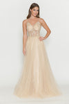 Load image into Gallery viewer, Wholesale Evening Dress V-Neck Beaded Sequin Formal Gown By LAF8183 - CHAMPAGNE GOLD - Dress LAF