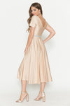 Load image into Gallery viewer, LA Merchandise LAF5274 V-Neck Short Sleeve Midi Dress with Rhinestone Waistband and Pockets