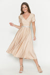 Load image into Gallery viewer, LA Merchandise LAF5274 V-Neck Short Sleeve Midi Dress with Rhinestone Waistband and Pockets
