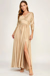 Load image into Gallery viewer, LAF3132 Wholesale 3/4 Sleeve Mother of the Bride Dress Empire Waist Satin Maxi Gown with Pockets