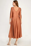 Load image into Gallery viewer, LAF3127 Wholesale Mother of the Bride Ruched V-Neck Midi Dress with 3/4 Sleeves and Pockets - SIENNA - Mother of the Bride Dress LAF