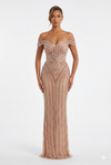 Load image into Gallery viewer, Sleeveless Beaded Mermaid Prom Dress Crystal Rhinestone Strapless Evening Gown by CT-2653 - CHAMPAGNE GOLD - Prom Dress FDS