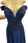 Load image into Gallery viewer, Off-Shoulder Beaded Chiffon A-Line Mother of the Bride Dress with Cap Sleeve by CT-2677 - - Mother of he Bride Dress La Merchandise