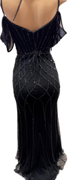 Load image into Gallery viewer, Beaded Diamond Mermaid Prom Dress with Cold-Shoulder Flutter Sleeves &amp; High Slit by CT-2679 - - Prom Dress La Merchandise