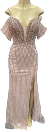 Load image into Gallery viewer, Beaded Diamond Mermaid Prom Dress with Cold-Shoulder Flutter Sleeves &amp; High Slit by CT-2679 - - Prom Dress La Merchandise
