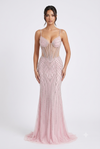 Load image into Gallery viewer, Beaded Mermaid Prom Dress Illusion Corset Gown with Rhinestone Detail Evening Dress by CT-2684 - PINK - Prom Dress La Merchandise