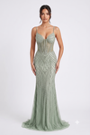 Load image into Gallery viewer, Beaded Mermaid Prom Dress Illusion Corset Gown with Rhinestone Detail Evening Dress by CT-2684 - SAGE - Prom Dress La Merchandise