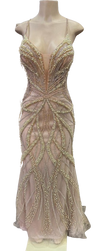 Load image into Gallery viewer, Pearl Beaded Mermaid Prom Dress V-Neck Spaghetti Strap Lace-Up Back Formal Evening Gown by CT-2687 - - Prom Dress FDS