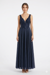 Load image into Gallery viewer, Beaded Lace Prom Gown with Illusion Neckline and Cap Sleeves A-Line Evening Dress by CT-2698 - BLACK - Prom Dress La Merchandise