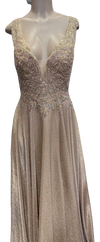 Load image into Gallery viewer, Beaded Lace Prom Gown with Illusion Neckline and Cap Sleeves A-Line Evening Dress by CT-2698 - - Prom Dress La Merchandise