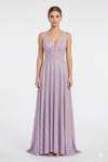 Load image into Gallery viewer, Beaded Lace Prom Gown with Illusion Neckline and Cap Sleeves A-Line Evening Dress by CT-2698 - LILAC - Prom Dress La Merchandise