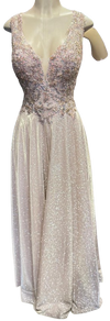 Load image into Gallery viewer, Beaded Lace Prom Gown with Illusion Neckline and Cap Sleeves A-Line Evening Dress by CT-2698 - - Prom Dress La Merchandise