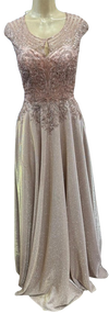 Load image into Gallery viewer, Beaded Lace Cap Sleeve Illusion Neckline Floor Length A-Line Formal Dress with by CT-2706 - - Prom Dress La Merchandise