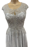 Load image into Gallery viewer, Beaded Lace Cap Sleeve Illusion Neckline Floor Length A-Line Formal Dress with by CT-2706 - - Prom Dress La Merchandise