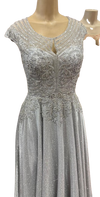 Load image into Gallery viewer, Beaded Lace Cap Sleeve Illusion Neckline Floor Length A-Line Formal Dress with by CT-2706 - - Prom Dress La Merchandise