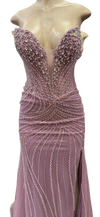 Load image into Gallery viewer, Beaded Mermaid Prom Dress Strapless Rhinestone &amp; Pearl Long Formal Gown with Slit by CT-2710 - - Prom Dress La Merchandise