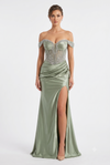 Load image into Gallery viewer, Strapless Corset Mermaid Prom Dress with Rhinestone Beading &amp; Lace-Up Back Evening Gown by CT-2714 - SAGE - Prom Dress La Merchandise
