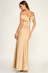 Load image into Gallery viewer, LAF3130 Wholesale Off-Shoulder Sweetheart Neckline Satin Evening Gown with Thigh-High Slit